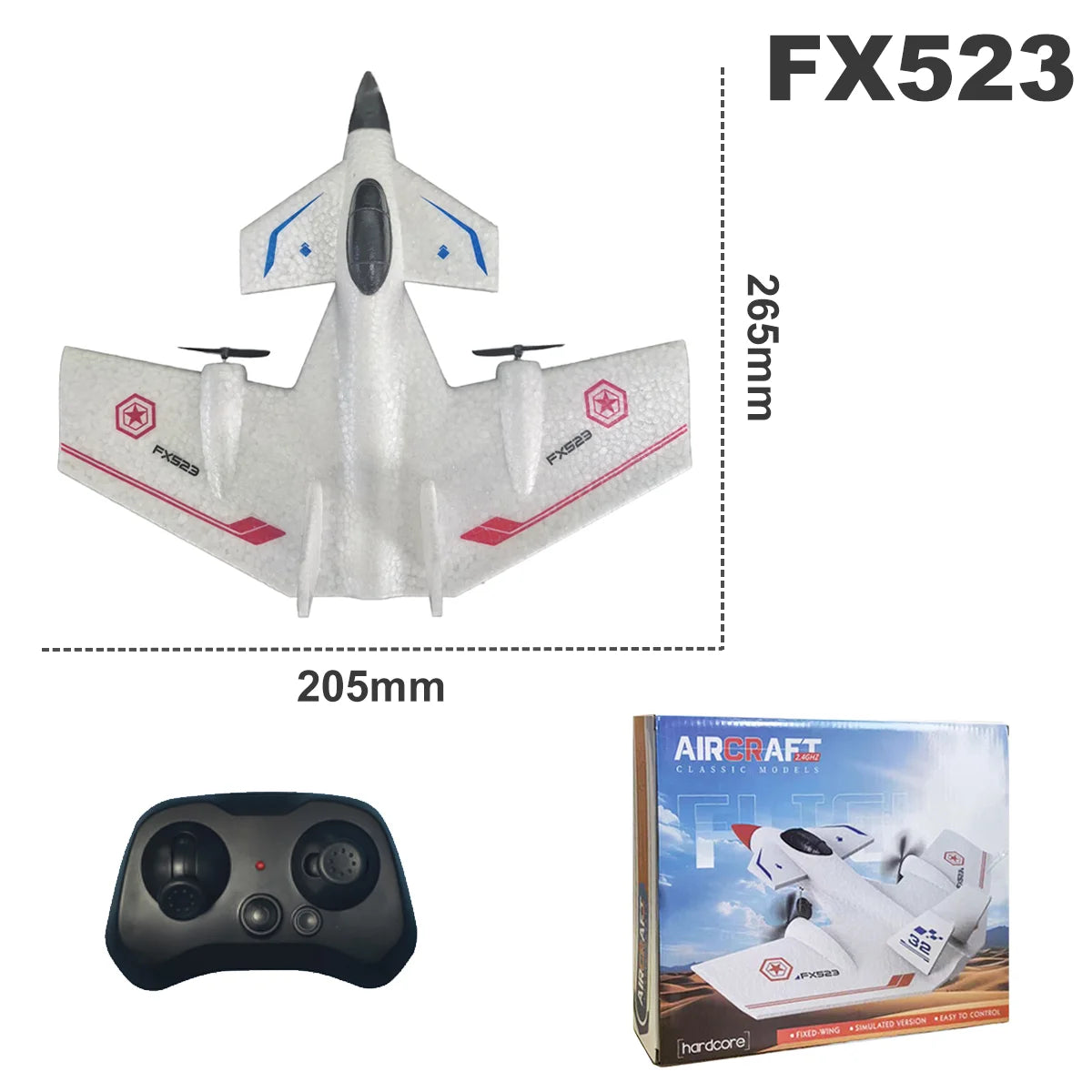 A white SU-35 remote control fighter plane model made of EPP foam glider with propellers and wings.