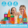 A set of colorful magnetic building tiles used for hands-on learning and skill development.