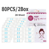 A package of 80 pieces of invisible V-lift face stickers in a 2 box set for instant skin tightening.
