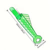 A green auto needle threader tool with a curved tip and a loop, shown in a diagonal view.