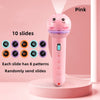 Pink kids projector flashlight with 10 slides and 8 patterns for random story cards