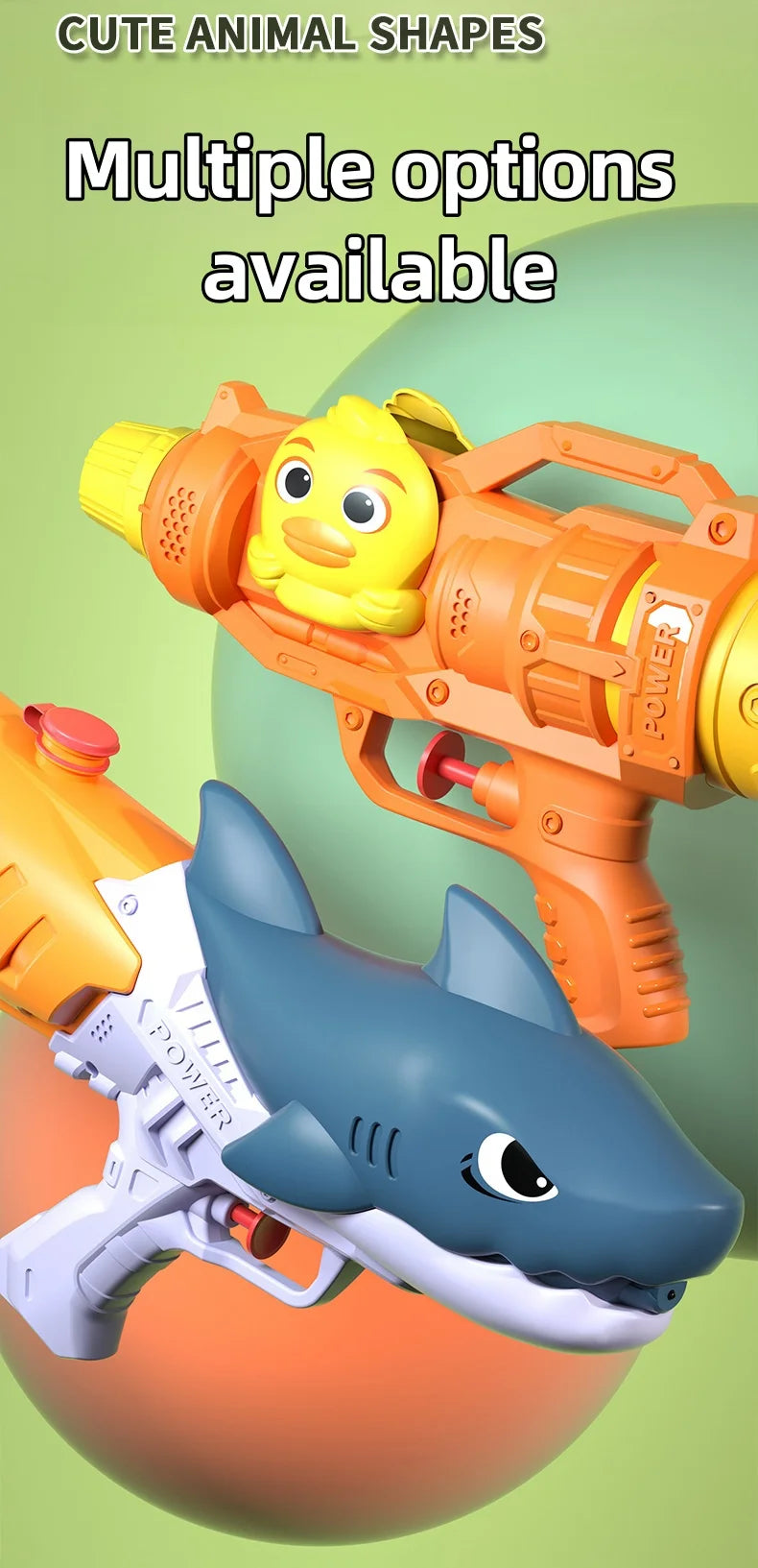 Multiple options of dinosaur and animal shaped water toys available