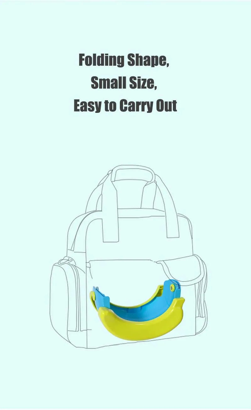 Outline drawing of a folding shape, small size potty bag with a yellow and blue color scheme.