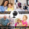 A montage of people monitoring an office and pets, illustrating the use of a WiFi Mini Security Camera for HD video monitorin