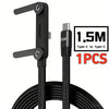 كابل شحن سريع USB-C إلى Type-C أسود مع حامل هاتف قابل للطي وطول 1.5 متر