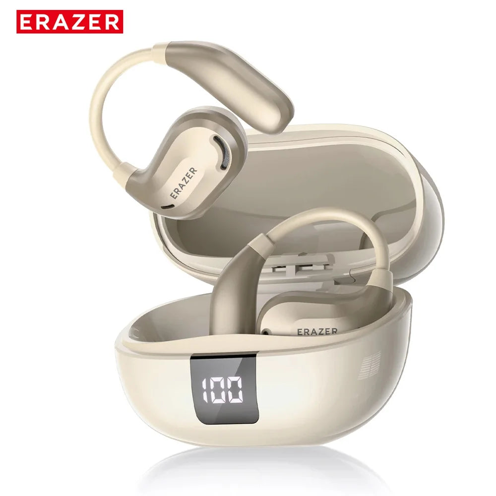 Beige ERAZER XT66PRO trådløse Bluetooth-ørepropper med ladeetui