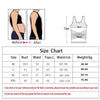 Tabla de tallas para camiseta moldeadora de compresión para hombre con medidas para diferentes tallas.
