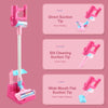 Pink toy vacuum cleaner with three different suction tips for cleaning various surfaces