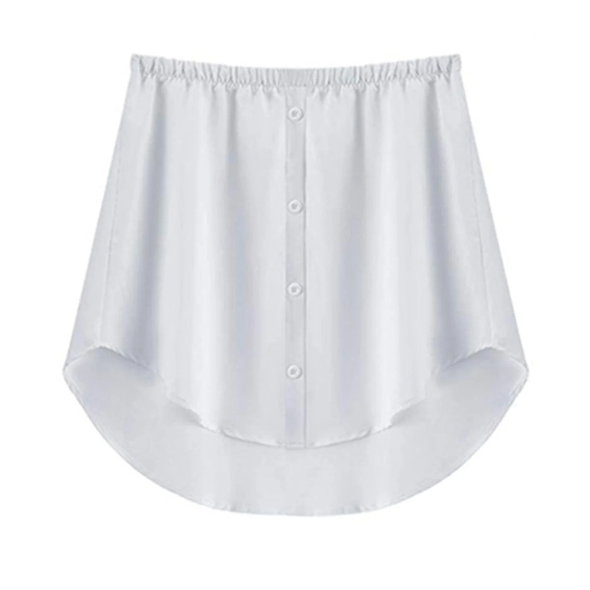 White adjustable shirt extender with an elastic waistband