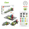 A box of MAG-PARADISE magnetic tiles rail road set featuring various colored cars and track pieces.