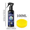 Botella de vidrio negro de recubrimiento hidrofóbico con aplicador amarillo y detalles del producto.