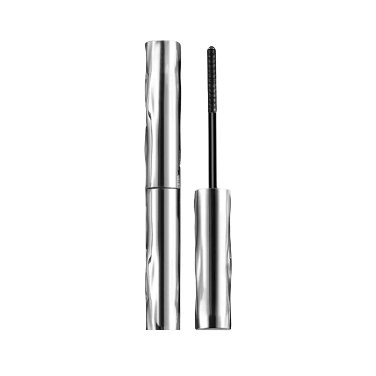 A silver waterproof volumizing mascara with a defining brush.