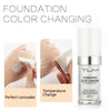 A hand applies foundation color changing liquid foundation to the skin for a perfect concealer finish.