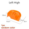 An orange Left High marble run building block piece with dimensions 3.8cm by 9.6cm.