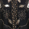 Schwarzer Cape-Schal mit Pailletten, Fransen und gold-silbernen Verzierungen