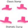 A set of pink cosmetic stamps, including a classic and dramatic design.