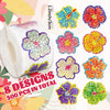 Roll of 8 designs of glitter flowers round stickers for crafting and decoration