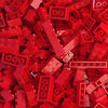 A close-up view of a bulk pack of red building bricks.