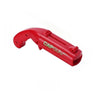A red vintage cap gun style bottle opener tool.