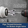 A metal pipe thread extractor tool used for easy extraction of broken angle valve pipes.