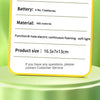 A product information label detailing the name battery material function and size of an electric bubble gun