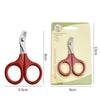 A pair of red stainless steel pet nail clippers with a non-slip grip packaged in a cardboard sleeve.