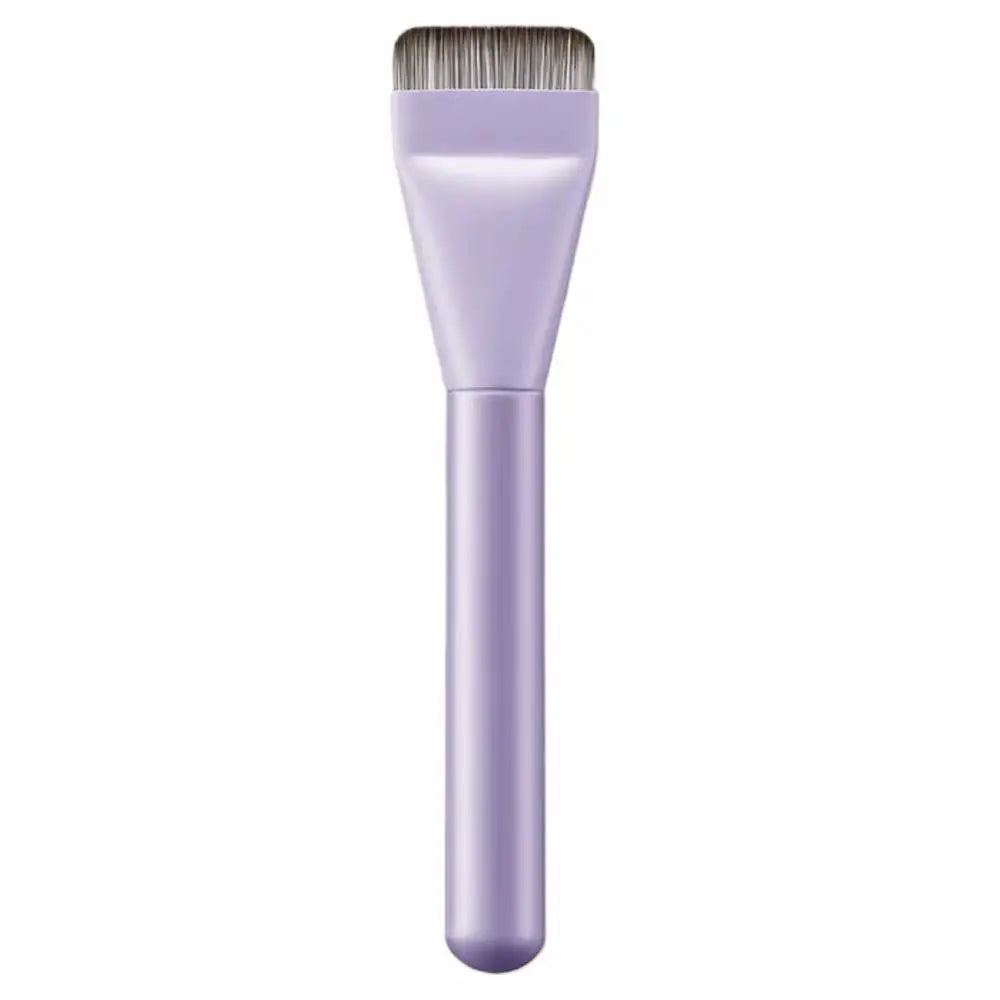 A professional flat foundation brush with soft bristles in a light purple color.