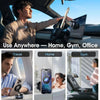 A man uses a 360° rotating magnetic foldable phone holder in a car, gym, or office setting.