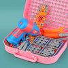 Pink tool box with a screwdriver and various repair tools for kids