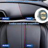 Comparison showing the effect of a clear leather conditioner balm on interior dashboard and leather seats before and after ap