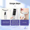 Usage steps for an LED light therapy neck and face massager device.