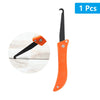 A single orange tile gap filling and cleaning scraper tool with a black handle and metal tip.