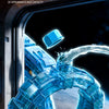 A close-up view of a blue circular water tank component for a capacity upgrade, featuring a futuristic design.