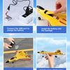 Instructions show how to connect a USB cable, install a battery, and fly the SU-27 foam airplane with a remote control.
