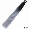 Black to gray gradient pre-braided ponytail extension with an elastic band