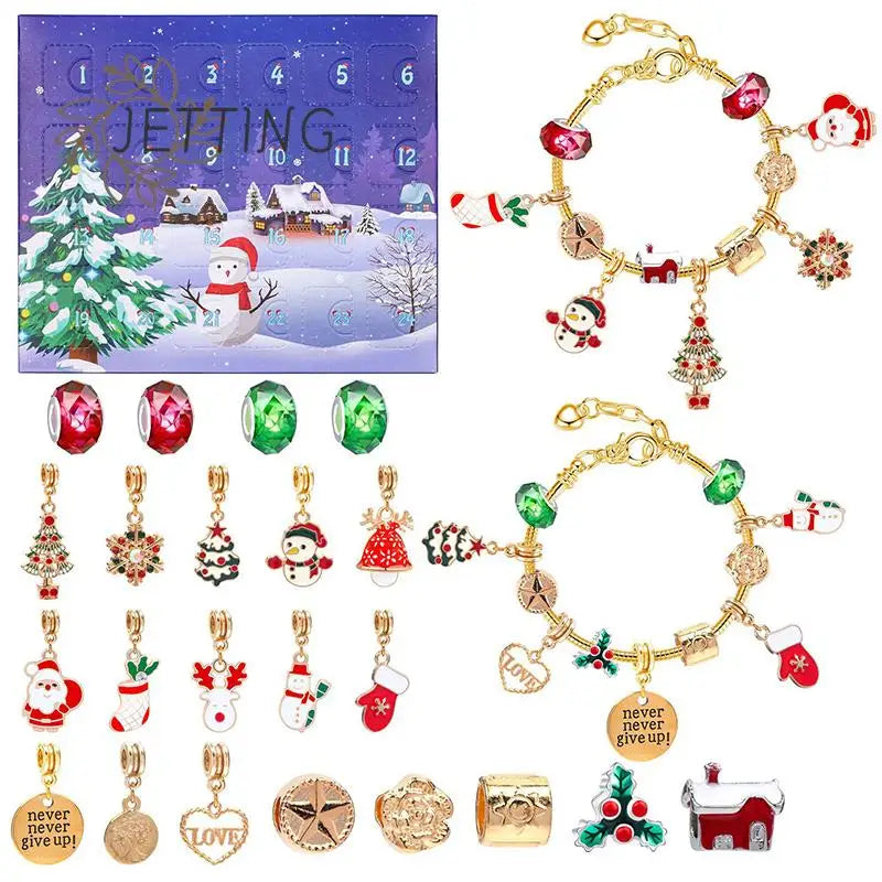 A set of 12 charm bracelets and a countdown calendar for a 24-day Christmas advent experience
