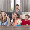 A family of four smiling around a table with an Acne Popping Squeeze Toy