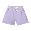 Light purple kids summer tracksuit set with shorts featuring a drawstring waist