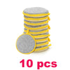 A stack of ten yellow and gray double-sided non-stick dish sponges with scouring pads.