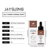 Jaysuing Self Tanner Tanning Drops in a dark amber bottle with a black dropper cap