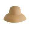 A wide brim straw sun hat in a natural beige color.