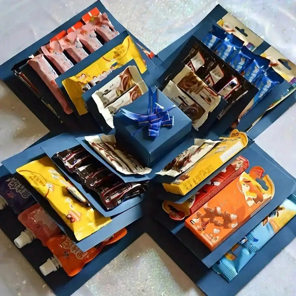 A gift box kit containing various DIY explosion surprise items and personalized celebration materials.