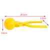 Yellow duck-shaped rice mold with a handle for making fun sushi and snowballs
