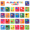 A collection of colorful alphabet flash cards for babies, including letters and numbers.