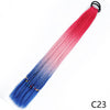 A gradient pink to blue pre-braided ponytail extension with an elastic band.