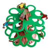 Juego de mesa de árbol de escalada de madera con figura de mono y elementos verdes.