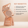 En rosa compact av Lakerain färgad lera CC undereye corrector med en precision pensel och viktiga fördelar listade.
