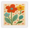 Punch needle embroidery kit featuring colorful flowers including orange, yellow, and blue blooms on a light background