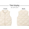 Front and back views of a kids' solid color warm cotton vest with a quilted pattern