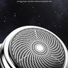 Close-up of a silver electric shaver head with a mesh pattern, used for upgrading flexible cutter net veneer.